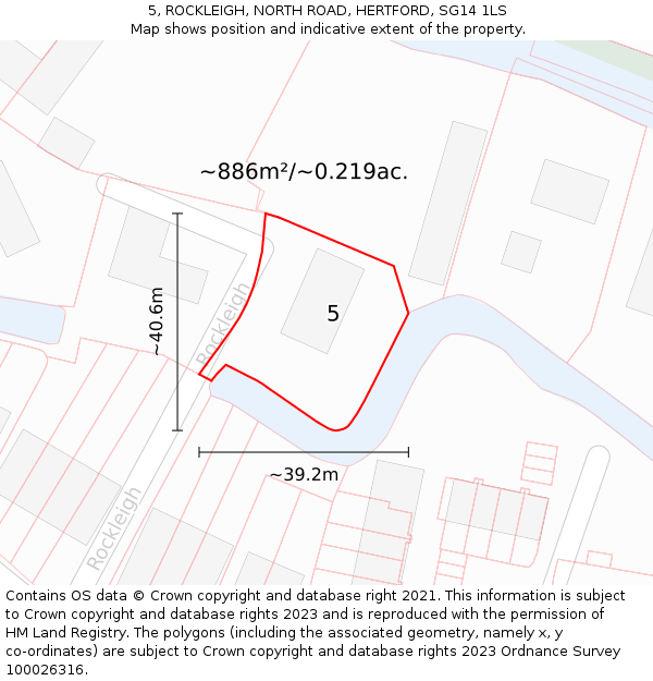 5, ROCKLEIGH, NORTH ROAD, HERTFORD, SG14 1LS: Plot and title map