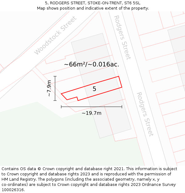 5, RODGERS STREET, STOKE-ON-TRENT, ST6 5SL: Plot and title map