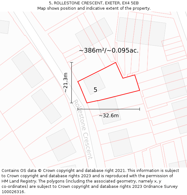 5, ROLLESTONE CRESCENT, EXETER, EX4 5EB: Plot and title map