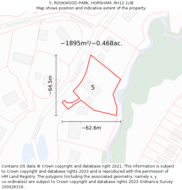 5, ROOKWOOD PARK, HORSHAM, RH12 1UB: Plot and title map