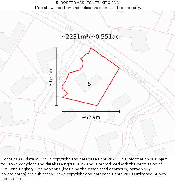 5, ROSEBRIARS, ESHER, KT10 9NN: Plot and title map