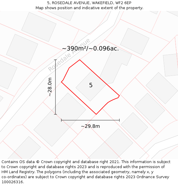 5, ROSEDALE AVENUE, WAKEFIELD, WF2 6EP: Plot and title map