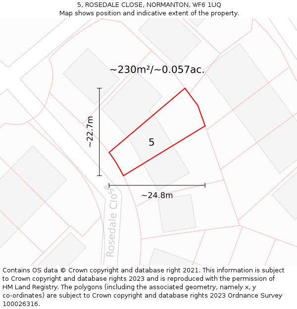 5, ROSEDALE CLOSE, NORMANTON, WF6 1UQ: Plot and title map