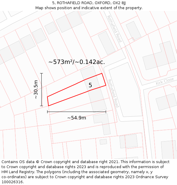 5, ROTHAFIELD ROAD, OXFORD, OX2 8JJ: Plot and title map