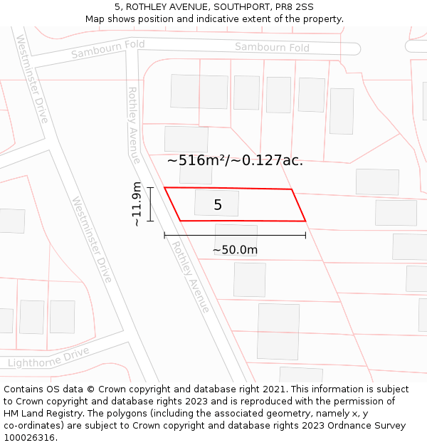 5, ROTHLEY AVENUE, SOUTHPORT, PR8 2SS: Plot and title map