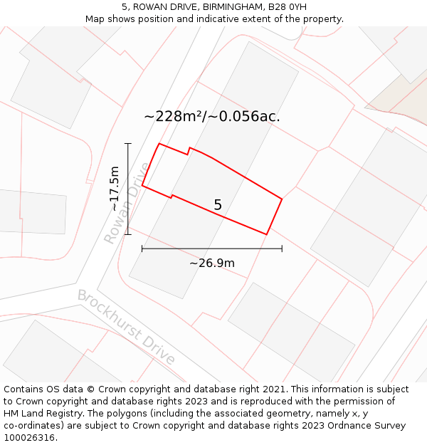 5, ROWAN DRIVE, BIRMINGHAM, B28 0YH: Plot and title map