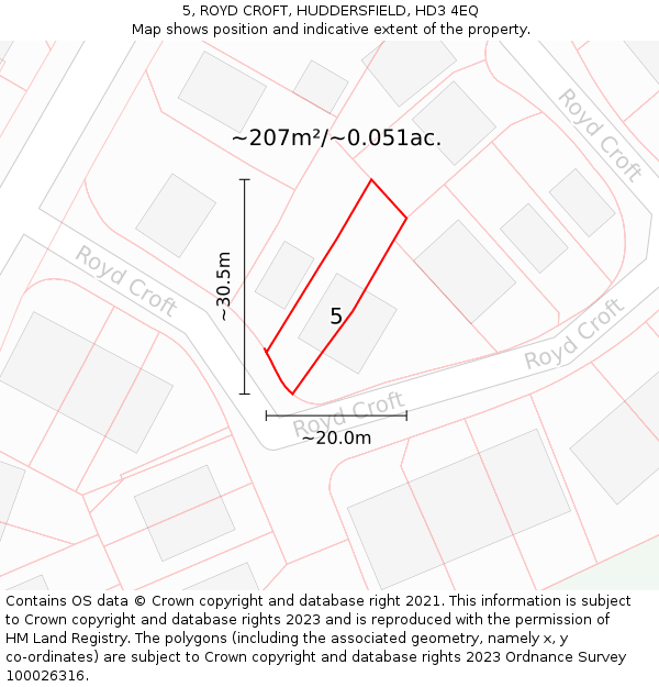 5, ROYD CROFT, HUDDERSFIELD, HD3 4EQ: Plot and title map