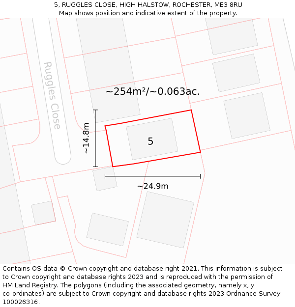 5, RUGGLES CLOSE, HIGH HALSTOW, ROCHESTER, ME3 8RU: Plot and title map