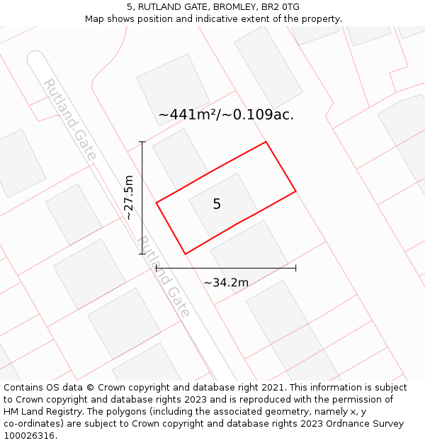 5, RUTLAND GATE, BROMLEY, BR2 0TG: Plot and title map