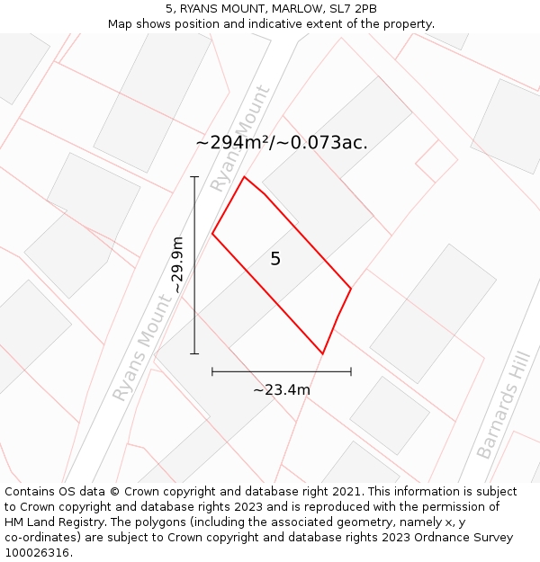 5, RYANS MOUNT, MARLOW, SL7 2PB: Plot and title map