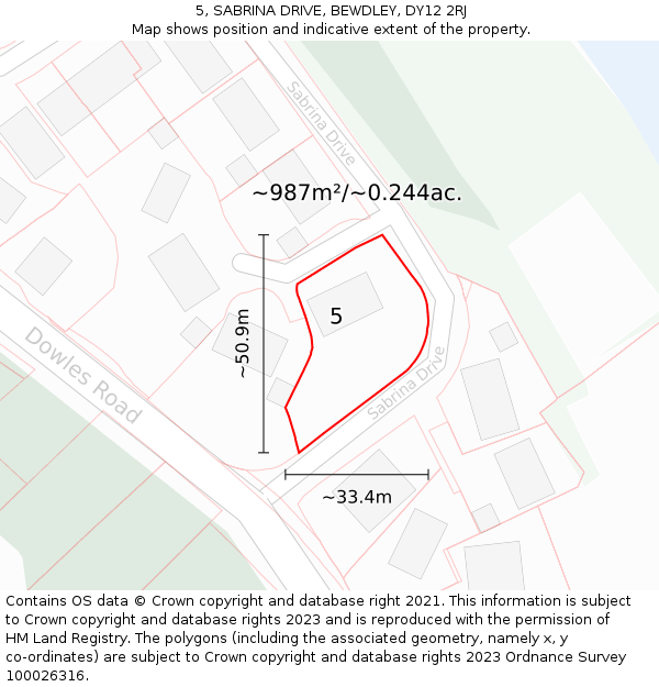 5, SABRINA DRIVE, BEWDLEY, DY12 2RJ: Plot and title map