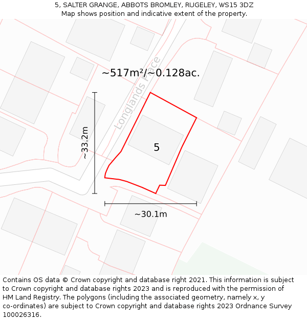 5, SALTER GRANGE, ABBOTS BROMLEY, RUGELEY, WS15 3DZ: Plot and title map