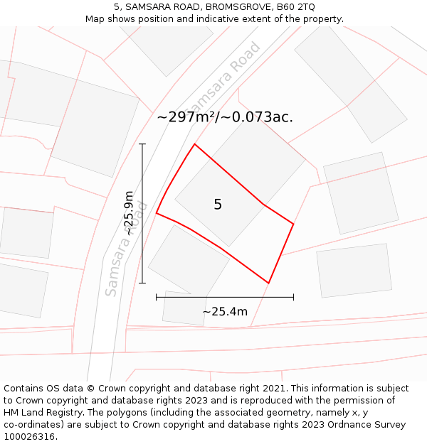 5, SAMSARA ROAD, BROMSGROVE, B60 2TQ: Plot and title map