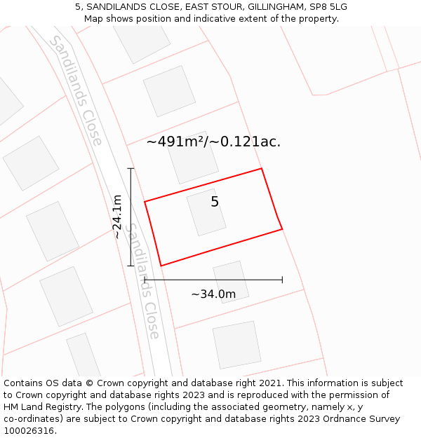 5, SANDILANDS CLOSE, EAST STOUR, GILLINGHAM, SP8 5LG: Plot and title map