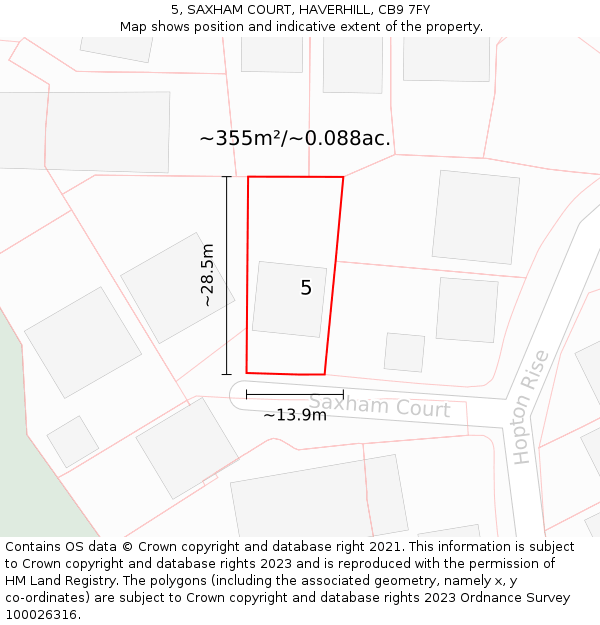 5, SAXHAM COURT, HAVERHILL, CB9 7FY: Plot and title map