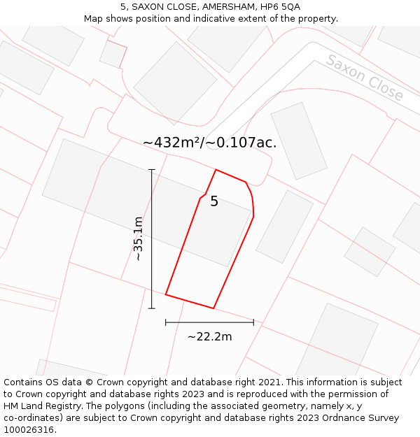 5, SAXON CLOSE, AMERSHAM, HP6 5QA: Plot and title map