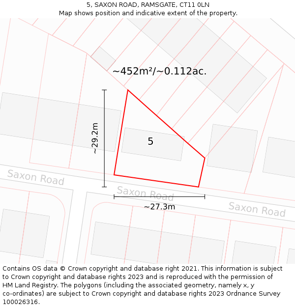 5, SAXON ROAD, RAMSGATE, CT11 0LN: Plot and title map