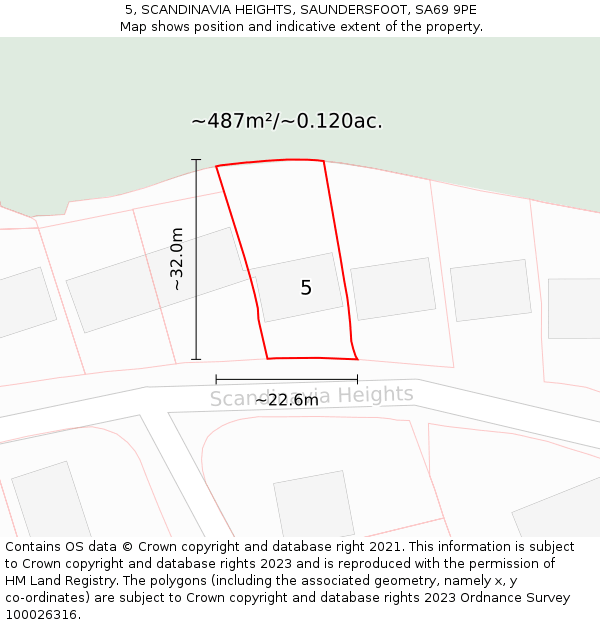 5, SCANDINAVIA HEIGHTS, SAUNDERSFOOT, SA69 9PE: Plot and title map