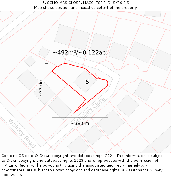 5, SCHOLARS CLOSE, MACCLESFIELD, SK10 3JS: Plot and title map