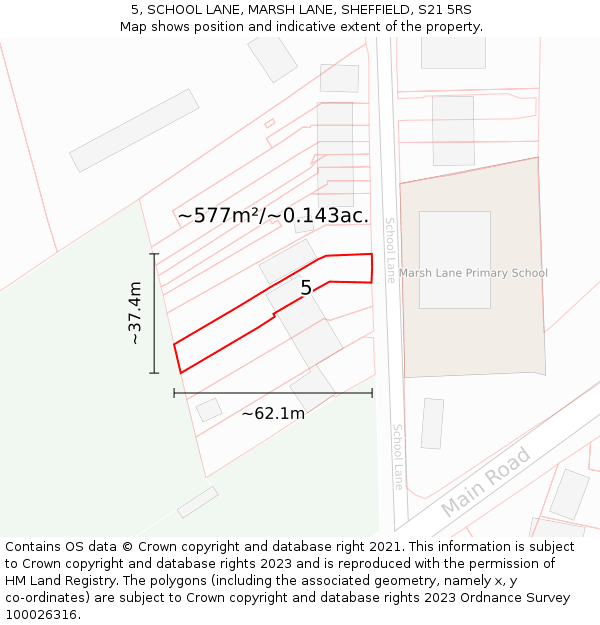 5, SCHOOL LANE, MARSH LANE, SHEFFIELD, S21 5RS: Plot and title map