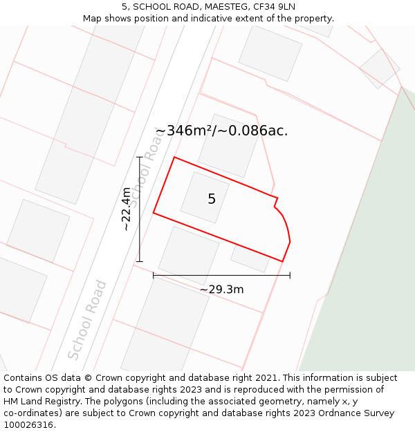 5, SCHOOL ROAD, MAESTEG, CF34 9LN: Plot and title map