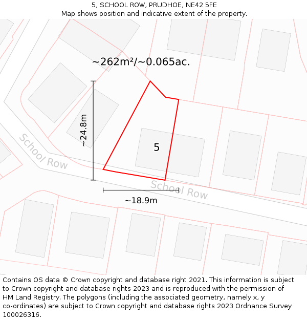 5, SCHOOL ROW, PRUDHOE, NE42 5FE: Plot and title map