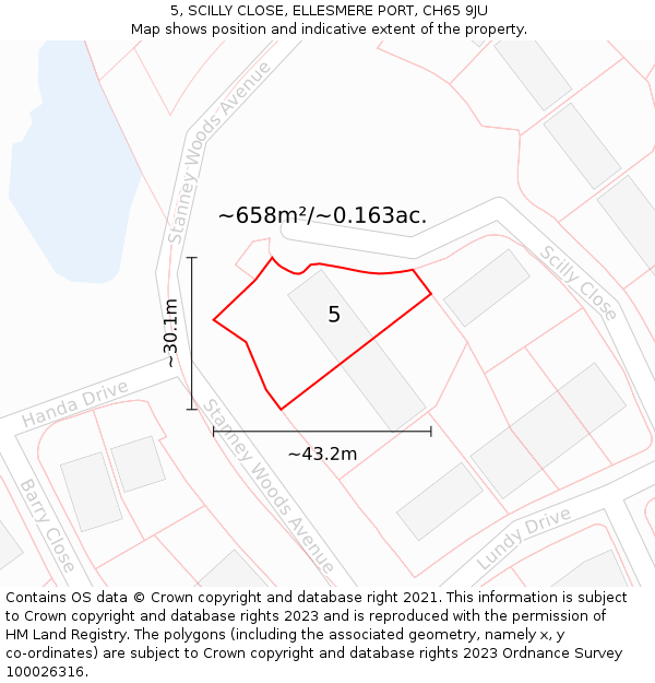 5, SCILLY CLOSE, ELLESMERE PORT, CH65 9JU: Plot and title map