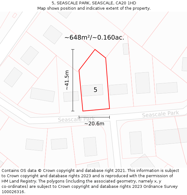 5, SEASCALE PARK, SEASCALE, CA20 1HD: Plot and title map