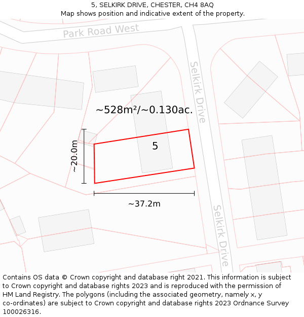 5, SELKIRK DRIVE, CHESTER, CH4 8AQ: Plot and title map
