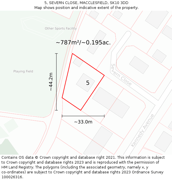 5, SEVERN CLOSE, MACCLESFIELD, SK10 3DD: Plot and title map