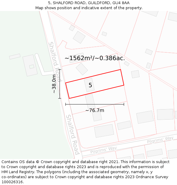 5, SHALFORD ROAD, GUILDFORD, GU4 8AA: Plot and title map