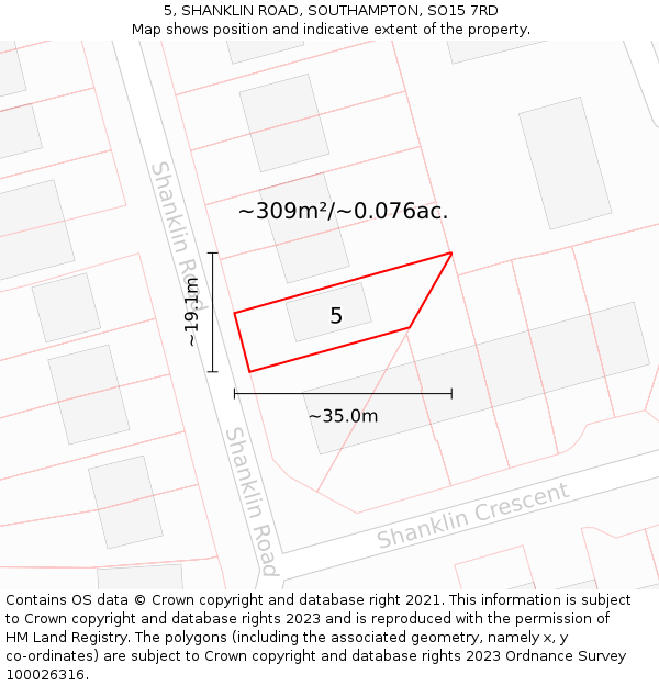 5, SHANKLIN ROAD, SOUTHAMPTON, SO15 7RD: Plot and title map