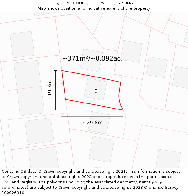 5, SHAP COURT, FLEETWOOD, FY7 8NA: Plot and title map