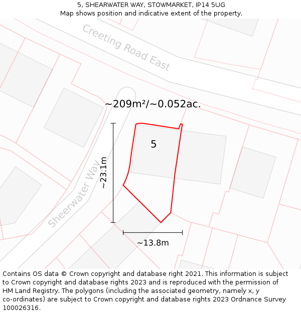 5, SHEARWATER WAY, STOWMARKET, IP14 5UG: Plot and title map