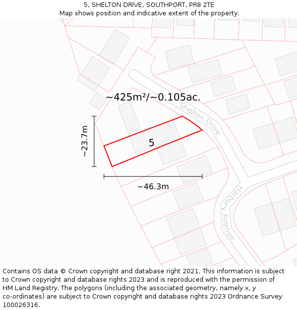 5, SHELTON DRIVE, SOUTHPORT, PR8 2TE: Plot and title map