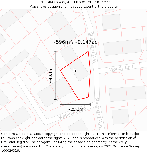 5, SHEPPARD WAY, ATTLEBOROUGH, NR17 2DQ: Plot and title map