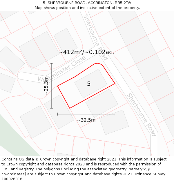 5, SHERBOURNE ROAD, ACCRINGTON, BB5 2TW: Plot and title map