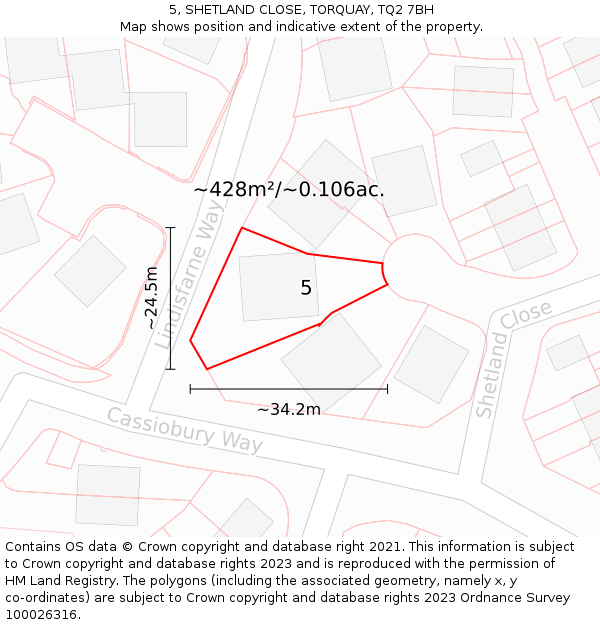 5, SHETLAND CLOSE, TORQUAY, TQ2 7BH: Plot and title map