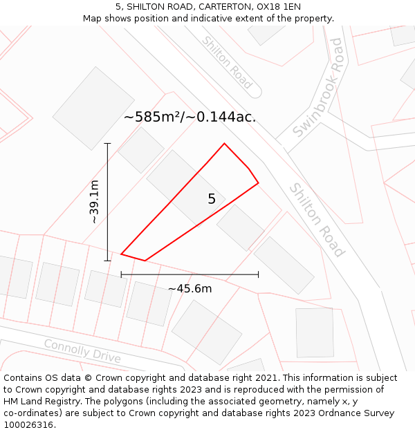 5, SHILTON ROAD, CARTERTON, OX18 1EN: Plot and title map