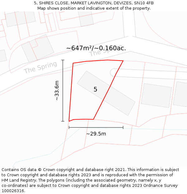 5, SHIRES CLOSE, MARKET LAVINGTON, DEVIZES, SN10 4FB: Plot and title map