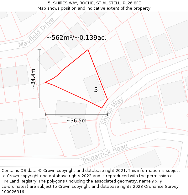 5, SHIRES WAY, ROCHE, ST AUSTELL, PL26 8FE: Plot and title map