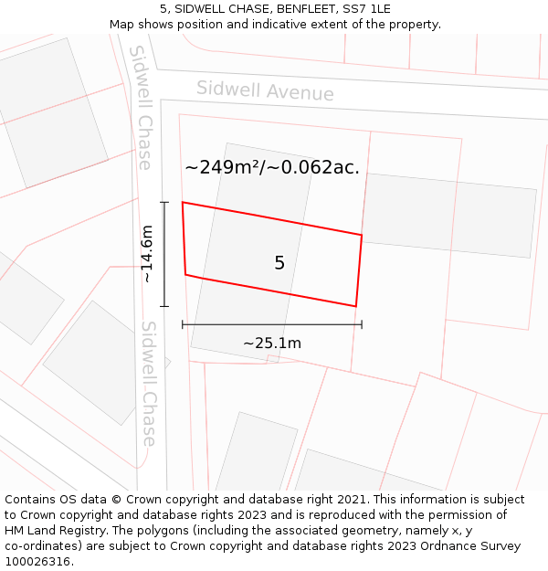 5, SIDWELL CHASE, BENFLEET, SS7 1LE: Plot and title map