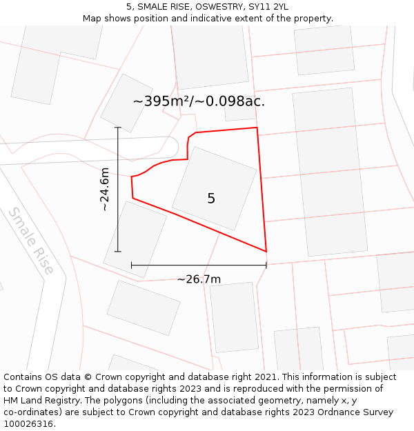 5, SMALE RISE, OSWESTRY, SY11 2YL: Plot and title map