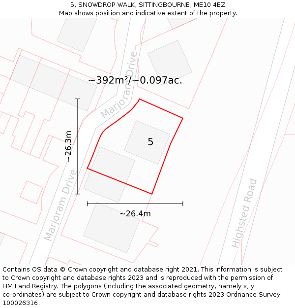 5, SNOWDROP WALK, SITTINGBOURNE, ME10 4EZ: Plot and title map