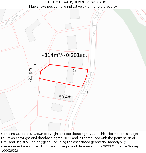 5, SNUFF MILL WALK, BEWDLEY, DY12 2HG: Plot and title map