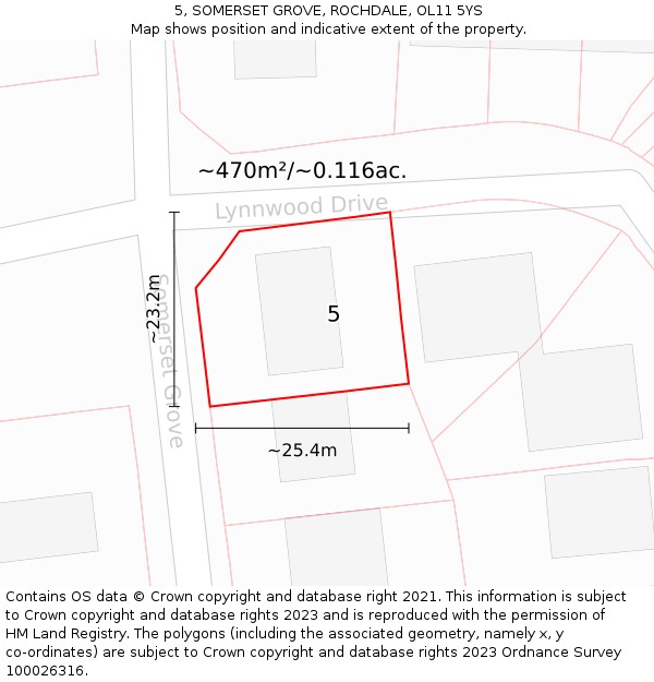 5, SOMERSET GROVE, ROCHDALE, OL11 5YS: Plot and title map