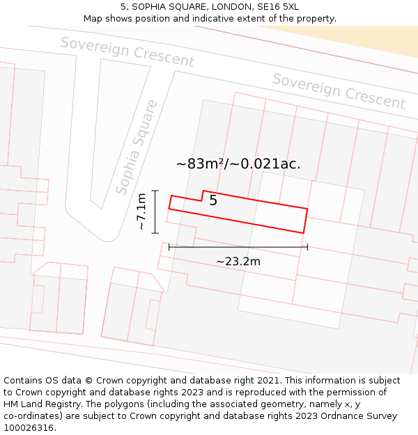 5, SOPHIA SQUARE, LONDON, SE16 5XL: Plot and title map