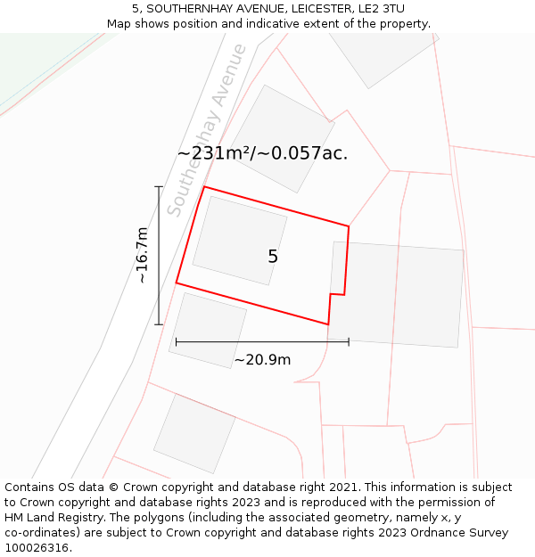 5, SOUTHERNHAY AVENUE, LEICESTER, LE2 3TU: Plot and title map