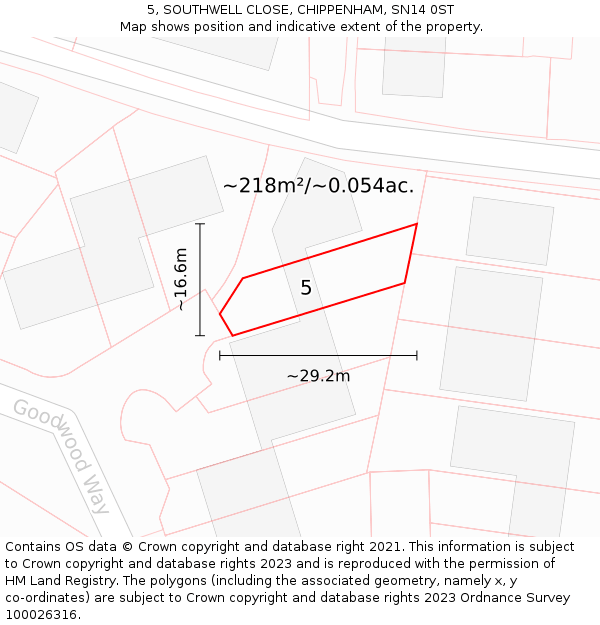 5, SOUTHWELL CLOSE, CHIPPENHAM, SN14 0ST: Plot and title map