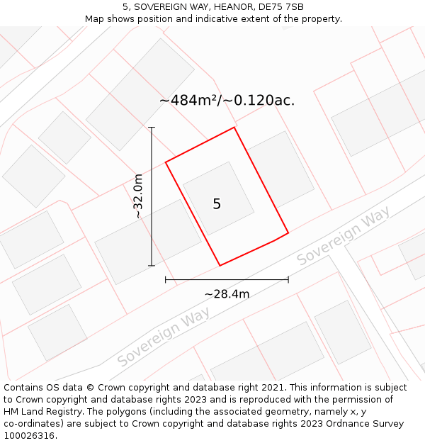 5, SOVEREIGN WAY, HEANOR, DE75 7SB: Plot and title map